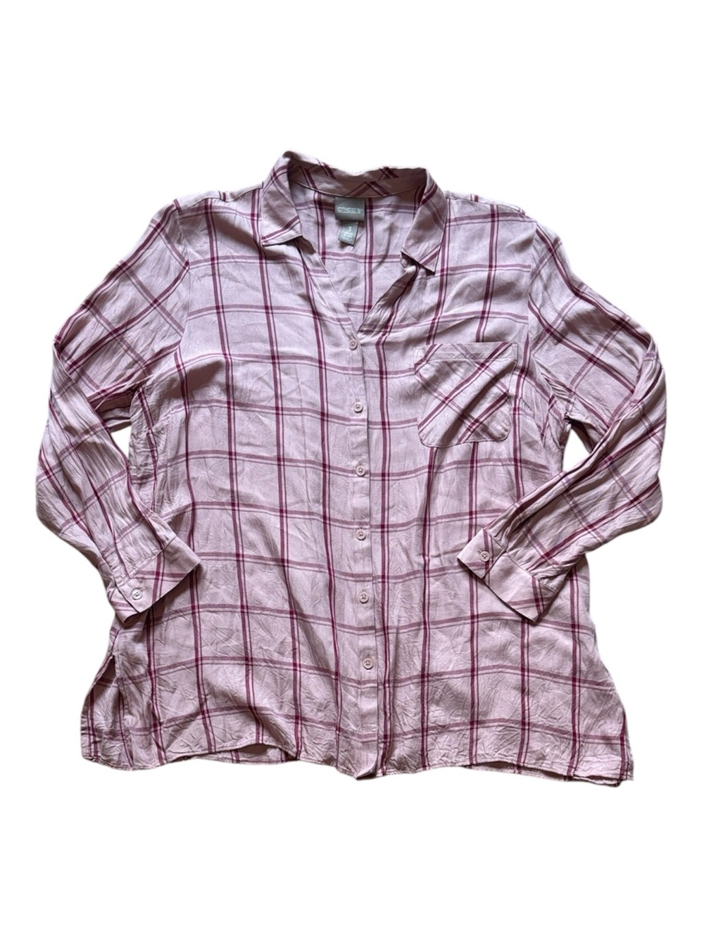 Chico's Pink Plaid Shirt
